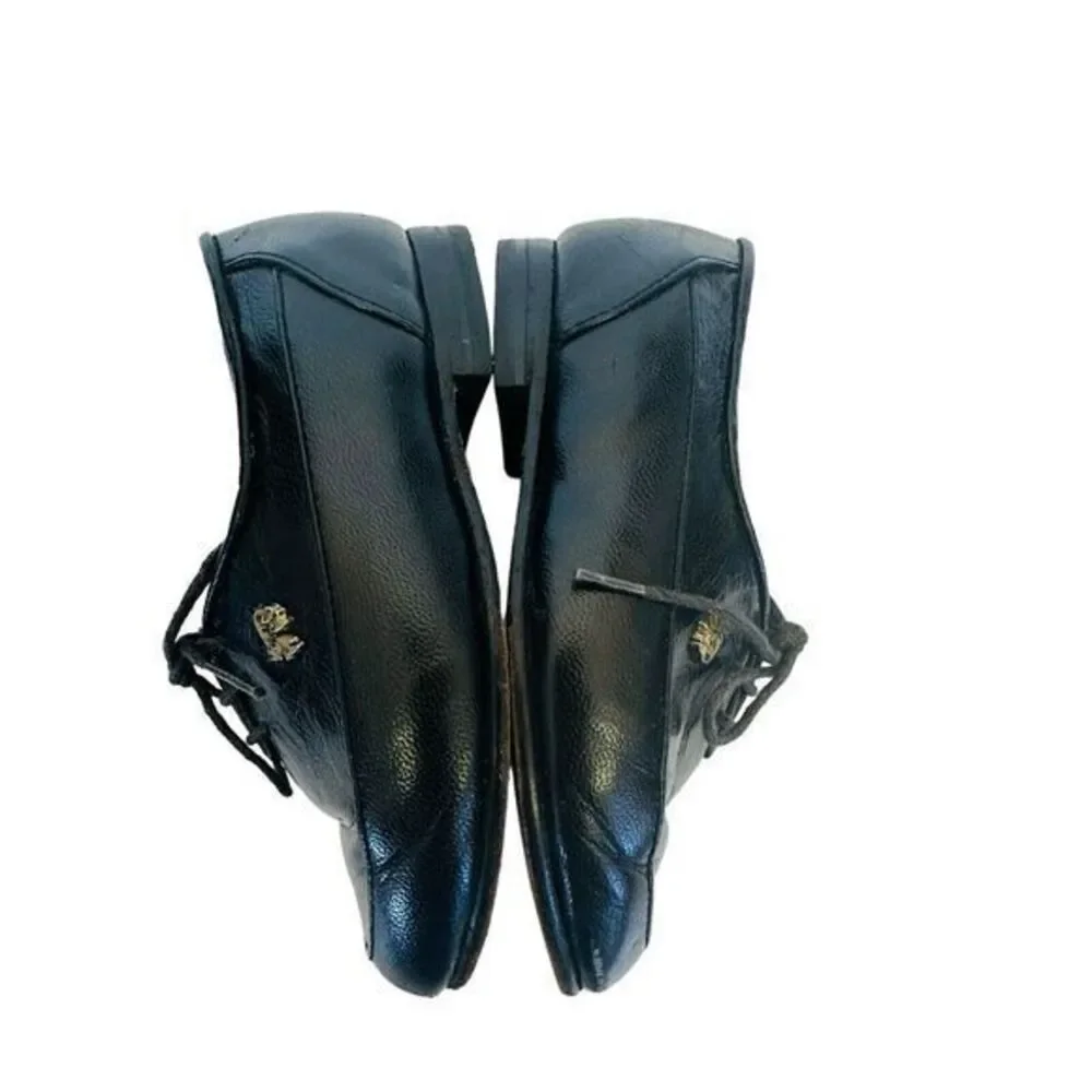Vintage Louis Carmini Volpe Black‎ Leather Childs Shoes 6 1/2 Dress Shoe Retro